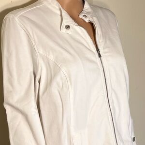 Isaac Mizrahi Live! Women's Long Sleeve‎ Full Zip Jacket White Pockets M Heavy